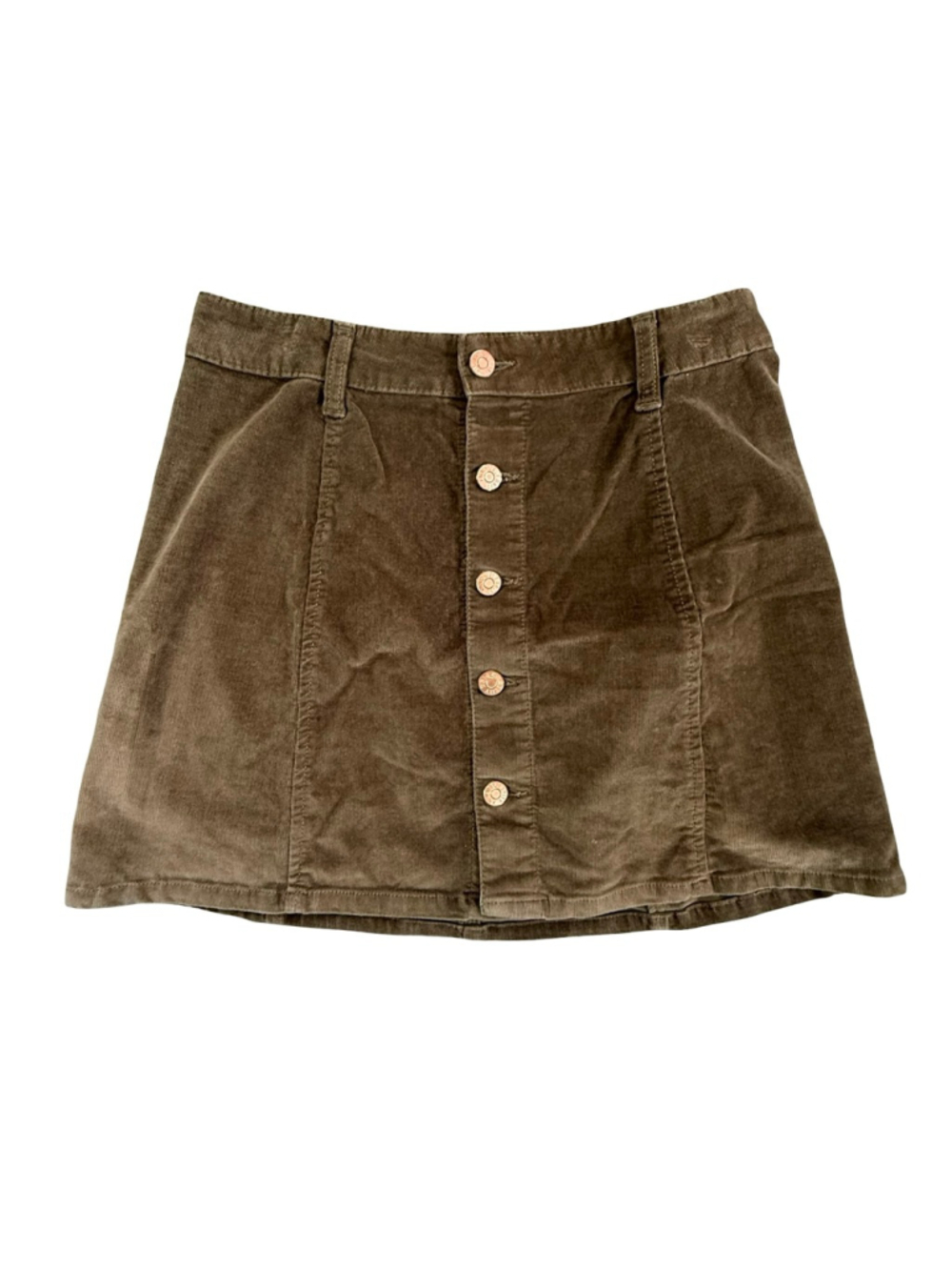 Celebrity Pink Corduroy Button Front Mini Skirt Size 5/27 Olive Beech Brown